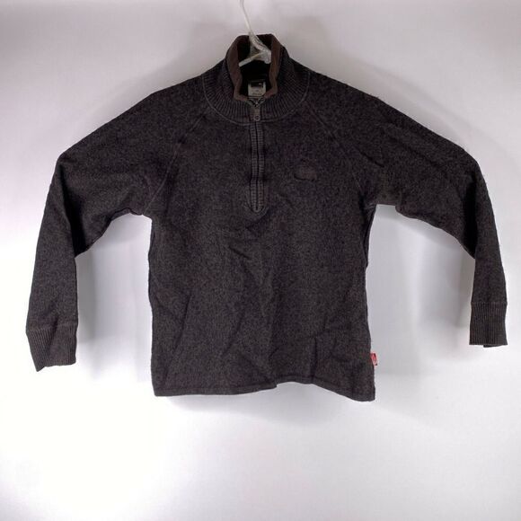 The North Face Mens Sz S/P Brown Wool Blend 1/4 Zip Raglan Sleeve Fleece Sweater